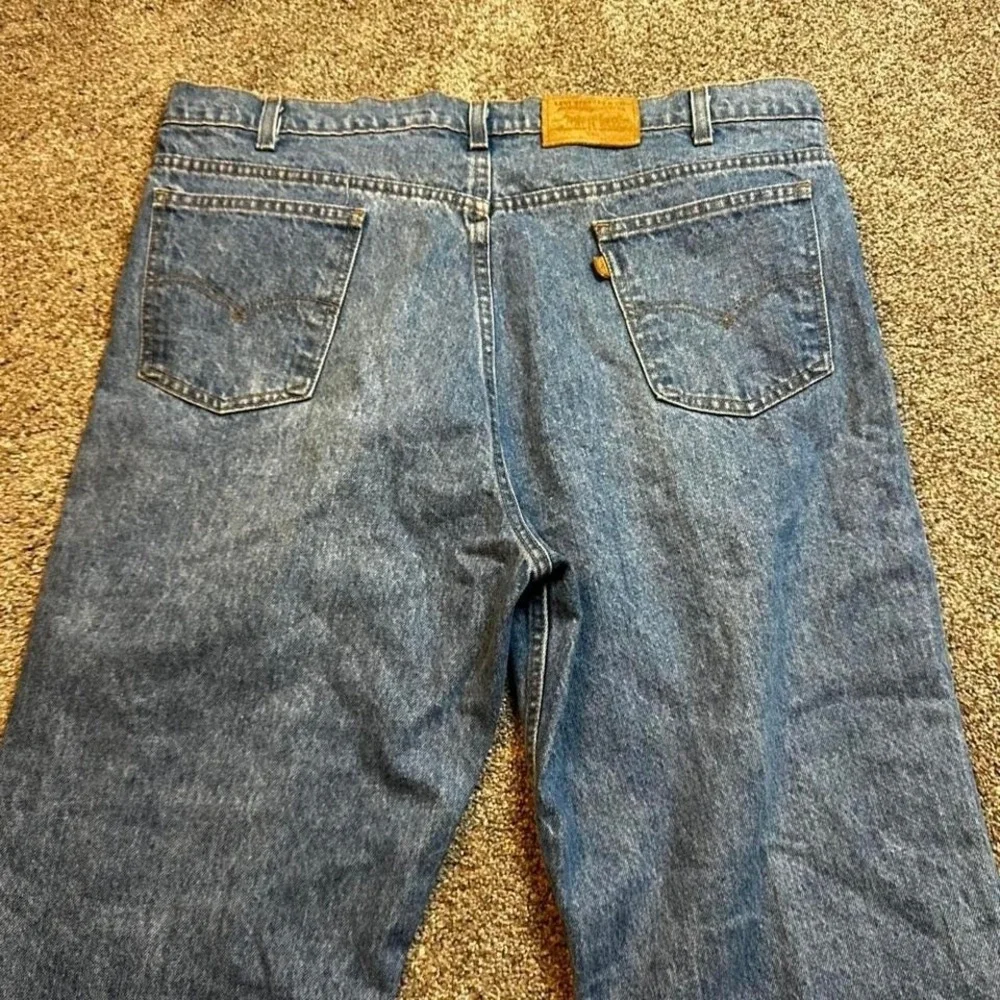 Vintage Levi's 540 leather patch 90s Relaxed Fit Blue Denim Jeans‎ fit 41x32